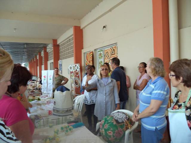 Reunião na feira display
